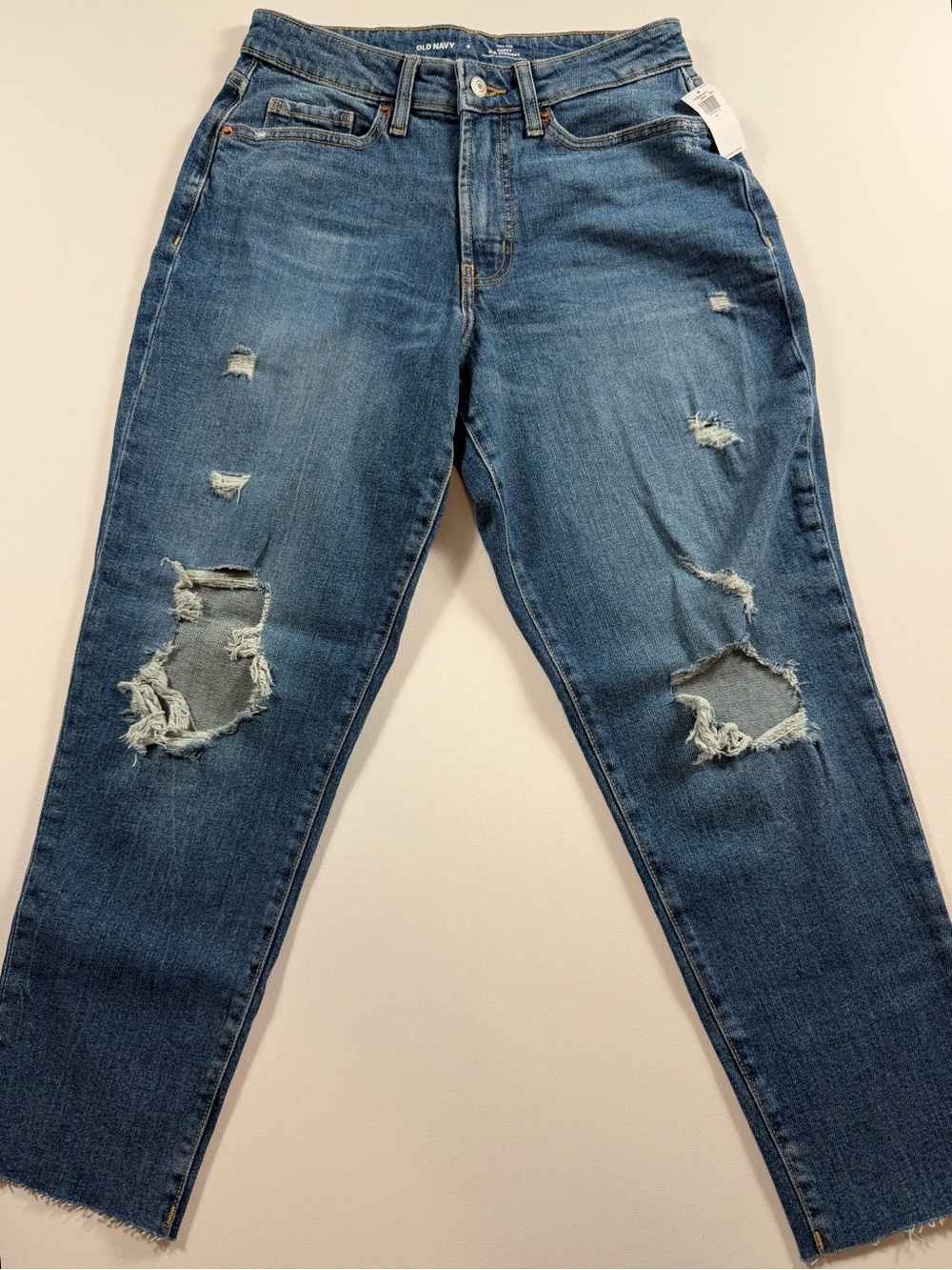 Old Navy High Rise Curvy OG Straight Distressed Raw Hem Jeans NWT Size 6
